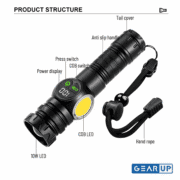 GearUP K60 Outdoor Flashlight Telescopic Zoom 10W COB+LED 800 Lumens Torchlight - Image 2